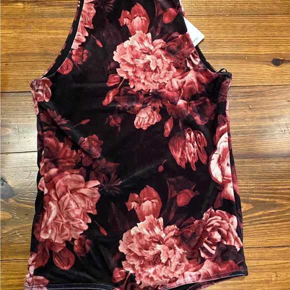 Express Ladies Floral Turtleneck Velvet Thong Bodysuit Sleeveless NWT - Picture 4 of 5